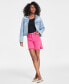 Фото #1 товара Women's High-Rise Frayed Denim Shorts, Created for Macy's