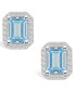 ფოტო #3 პროდუქტის Aquamarine (2-3/4 ct. t.w.) and Diamond (3/8 ct. t.w.) Halo Stud Earrings in 14K White Gold