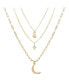 14K Gold Flash Plated 3-Pieces Layered Chain Necklace Set