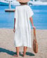 ფოტო #3 პროდუქტის Women's White Dolman Sleeve Loose Fit Maxi Cover-Up Beach Dress