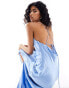 Forever New tie back satin slip maxi dress in blue BLAU, 42 - фото #1