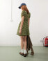 Фото #4 товара Reclaimed Vintage mini tea dress in green print