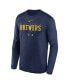 Фото #3 товара Men's Navy Milwaukee Brewers Authentic Collection Team Logo Legend Performance Long Sleeve T-shirt