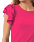 Women's Ruffled Flutter-Sleeve Short Sleeve Knit Top