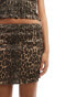 ASOS DESIGN satin shirred mini skirt in leopard