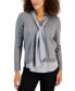Фото #1 товара Women's Tie-Neck Layered-Look Sweater, Created For Macy's