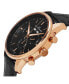 ფოტო #2 პროდუქტის Alexander Watch A101-04, Stainless Steel Rose Gold Tone Case on Black Embossed Genuine Leather Strap