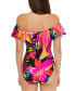 Фото #2 товара Women's Solar Floral Ruffled Off-The-Shoulder One-Piece Swimsuit