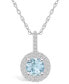Фото #1 товара Macy's aquamarine (1-1/4 Ct. T.W.) and Diamond (3/8 Ct. T.W.) Halo Pendant Necklace in 14K White Gold