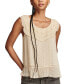 Women's Dotted Ruffled Sleeveless Top Cream Black Dot, S - фото #1