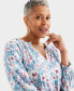 ფოტო #3 პროდუქტის Women's Printed Split Neck Ruffle Trim Long-Sleeve Knit Top, Created for Macy's