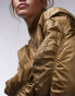 Topshop nero collar nylon bomber jacket in camel