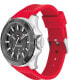 ფოტო #3 პროდუქტის Men's Quartz Red Silicone Watch 46mm