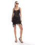 Фото #2 товара ASOS DESIGN sheer lace cami mini dress with floral applique in black