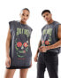 ASOS DESIGN unisex oversized license vest in washed black with Guns N Roses graphic prints Черный, XS - фото #1