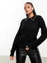 Threadbare Ruby jumper with pearl detail collar in black