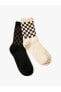 Dama Desenli Çorap Seti 2'li Çok Renkli