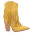 Dingo Crazy Train Fringe Embroidery Snip Toe Cowboy Booties Womens Yellow Casual