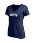 ფოტო #3 პროდუქტის Women's Russell Wilson College Navy Seattle Seahawks Player Icon Name and Number V-Neck T-shirt