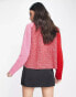 Фото #4 товара Whistles cropped wool cardigan in pink and red contrast