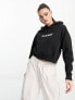 Napapijri Box logo cropped fleece hoodie in black