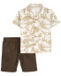 Baby 2-Piece Dinosaur Button-Front Shirt & Short Set 24M