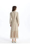 Фото #5 товара LCWAIKIKI Classic Fırfırlı Dik Yaka Çiçekli Uzun Kollu Kadın Şifon Elbise Elbise