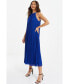 Women's Pleated Chiffon High Neck Midi Dress