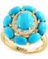 ფოტო #1 პროდუქტის EFFY® Turquoise & Diamond (1/10 ct. t.w.) Halo Ring in 14k Gold