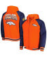 Фото #1 товара Men's Orange Denver Broncos 3x Champions Defender Raglan Full-Zip Hoodie Varsity Jacket