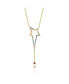 Фото #1 товара Sterling Silver 14K Gold Plated Multi Color Cubic Zirconia Spring Ring Star Necklace