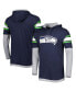 Фото #4 товара Men's College Navy Seattle Seahawks Long Sleeve Hoodie T-shirt