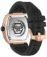 ფოტო #3 პროდუქტის Men's Automatic The $keleton Black Silicone Strap Watch 44mm