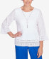 Фото #2 товара Women's Tradewinds Eyelet Trim with Necklace Flutter Sleeve Top