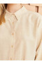 Фото #4 товара Düz Uzun Kollu Keten Karışımlı Oversize Kadın Gömlek Tunik