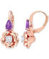 Фото #1 товара Amethyst (3/4 ct. t.w.) & White Topaz (5/8 ct. t.w.) Rose Leverback Earrings in Rose-Plated Sterling Silver