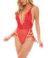 Фото #3 товара Women's Sloane Soft Cup Deep Plunge Teddy with Lace Up Ribbon Detailing