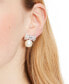 Silver-Tone Cubic Zirconia Bow & Imitation Pearl Statement Stud Earrings