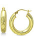 ფოტო #1 პროდუქტის Small Textured Hoop Earrings in 18k Gold-Plated Sterling Silver, 3/4" Created for Macy's