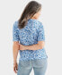 ფოტო #2 პროდუქტის Petite Windy Leaves Knit Elbow-Sleeve Top, Created for Macy's