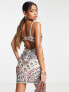 Фото #4 товара ASOS DESIGN embellished multi beaded mini dress with cut out bust detail in stone