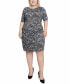 ფოტო #1 პროდუქტის Plus Size Elbow Sleeve Side Pleat Dress