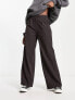 COLLUSION pinstripe tailored baggy trousers in brown