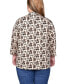 Фото #2 товара Plus Size Puff Print 3/4 Sleeve 2-Fer Top