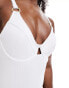 New Look crinkle textured swimsuit in white