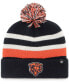 ფოტო #1 პროდუქტის Men's Navy Chicago Bears State Line Cuffed Knit Hat with Pom