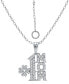 ფოტო #1 პროდუქტის Cubic Zirconia Pavé #1 Mom Pendant Necklace in Sterling Silver, 16" + 2" extender, Created for Macy's