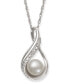 ფოტო #1 პროდუქტის Cultured Freshwater Pearl (6-7 mm) and Diamond Accent Pendant in Sterling Silver