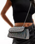 ASOS DESIGN large diamante stud flap crossbody bag with chain in black