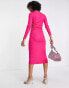 Envii long sleeve fitted dress side cut outs in pink